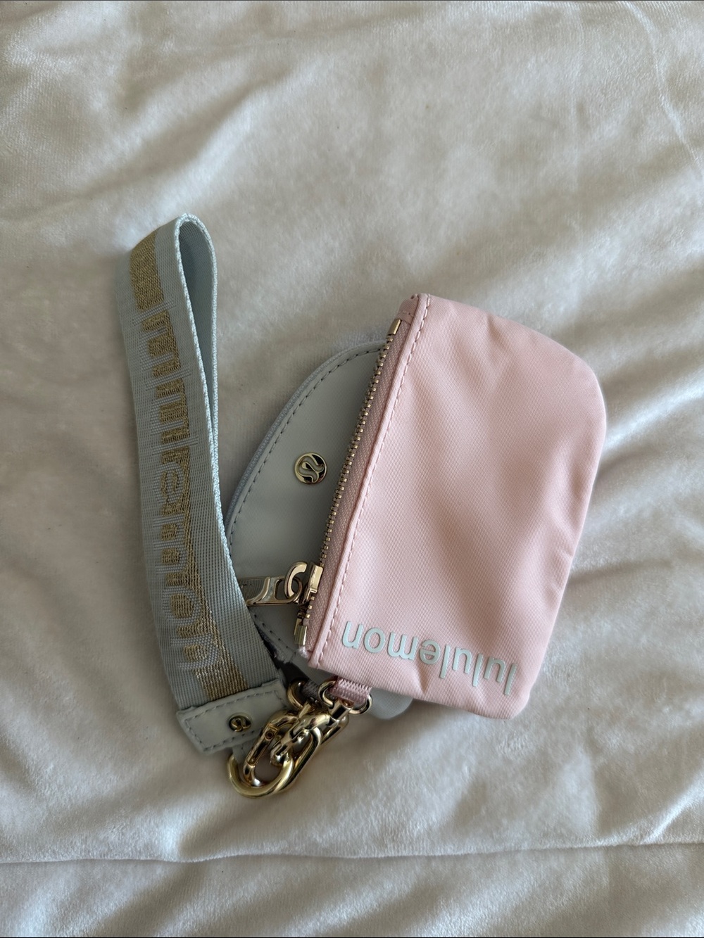 lululemon athletica Pink and Light Gray Key Card Holder Wristlet